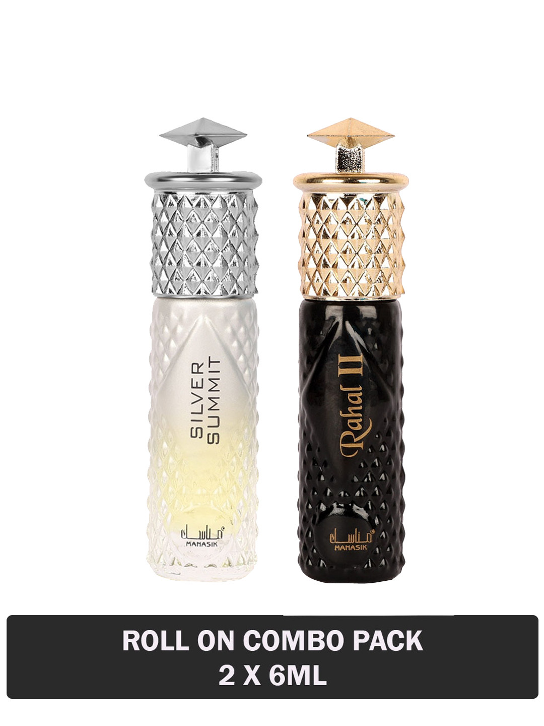 

MANASIK Set Of 2 Long Lasting Attars 6 ml Each - Silver Summit & Rahal II, Black