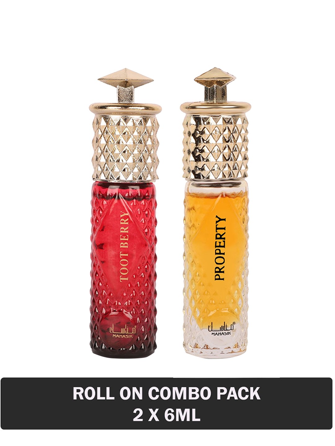 

MANASIK Set Of 2 Long Lasting Attars - 6 ml Each -Toot Berry & Property, Red