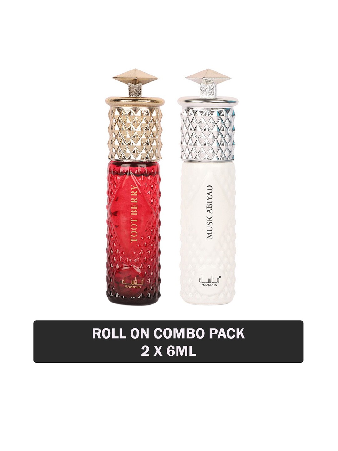 

MANASIK Set Of 2 Long Lasting Attars - 6 ml Each - Toot Berry & Musk Abiyad, Red