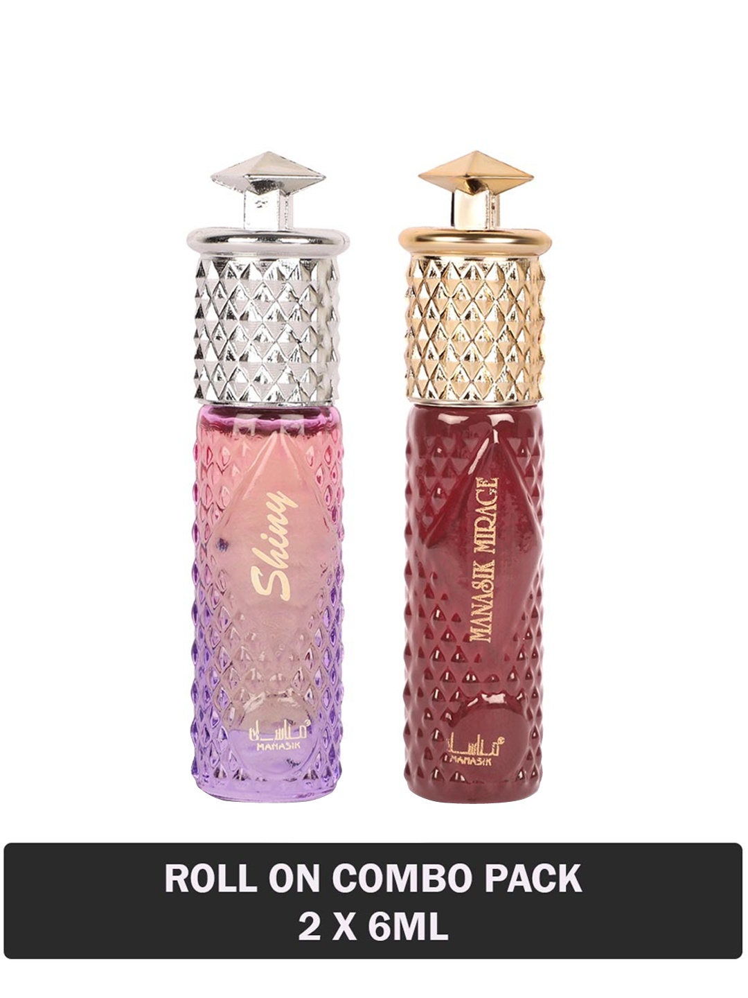 

MANASIK Set Of 2 Long Lasting Attars 6 ml Each - Shiny & Mirage, Red