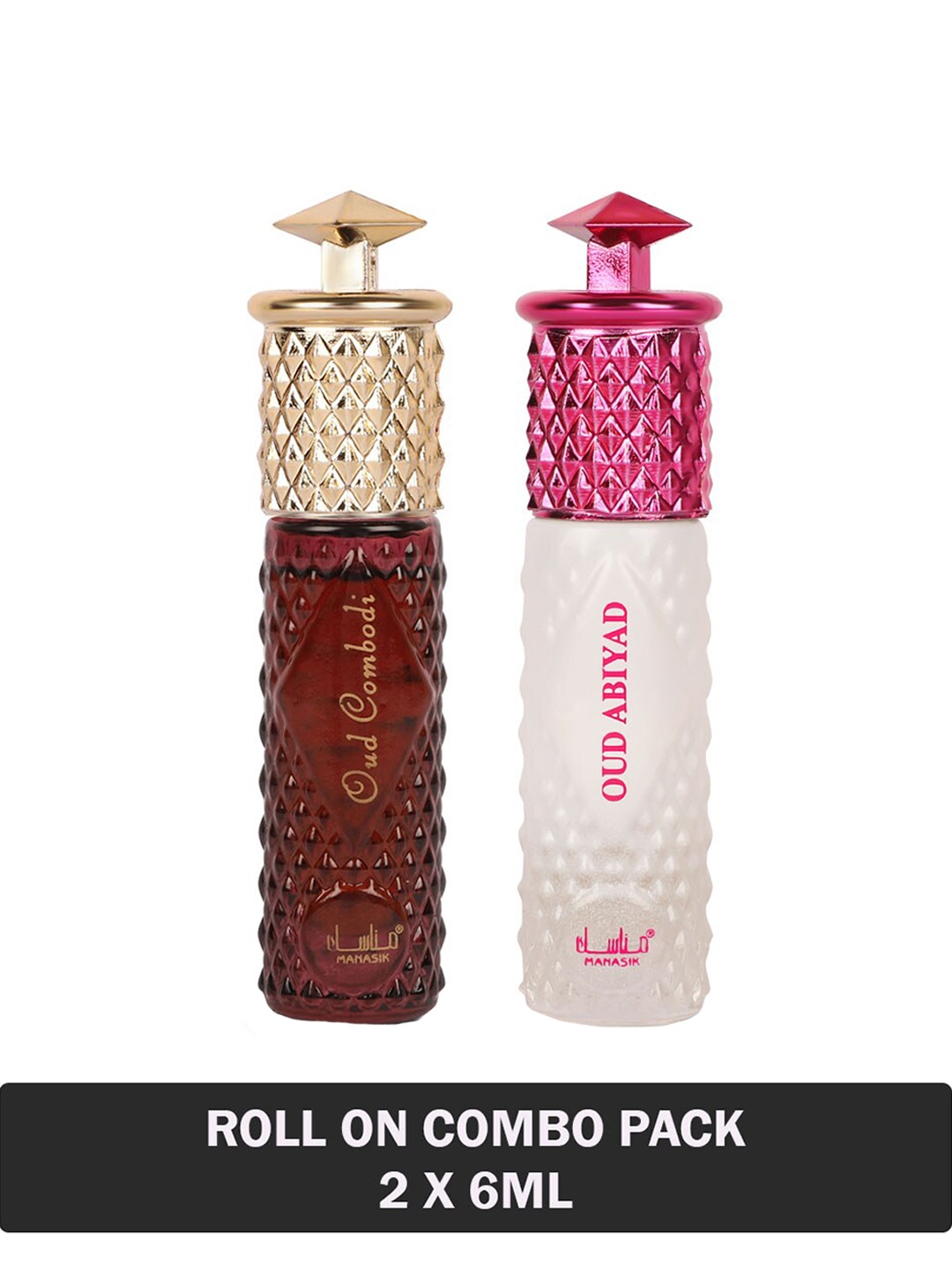 

MANASIK Set Of 2 Long Lasting Attars - 6 ml Each Oud Combodi & Oud Abiyad, White