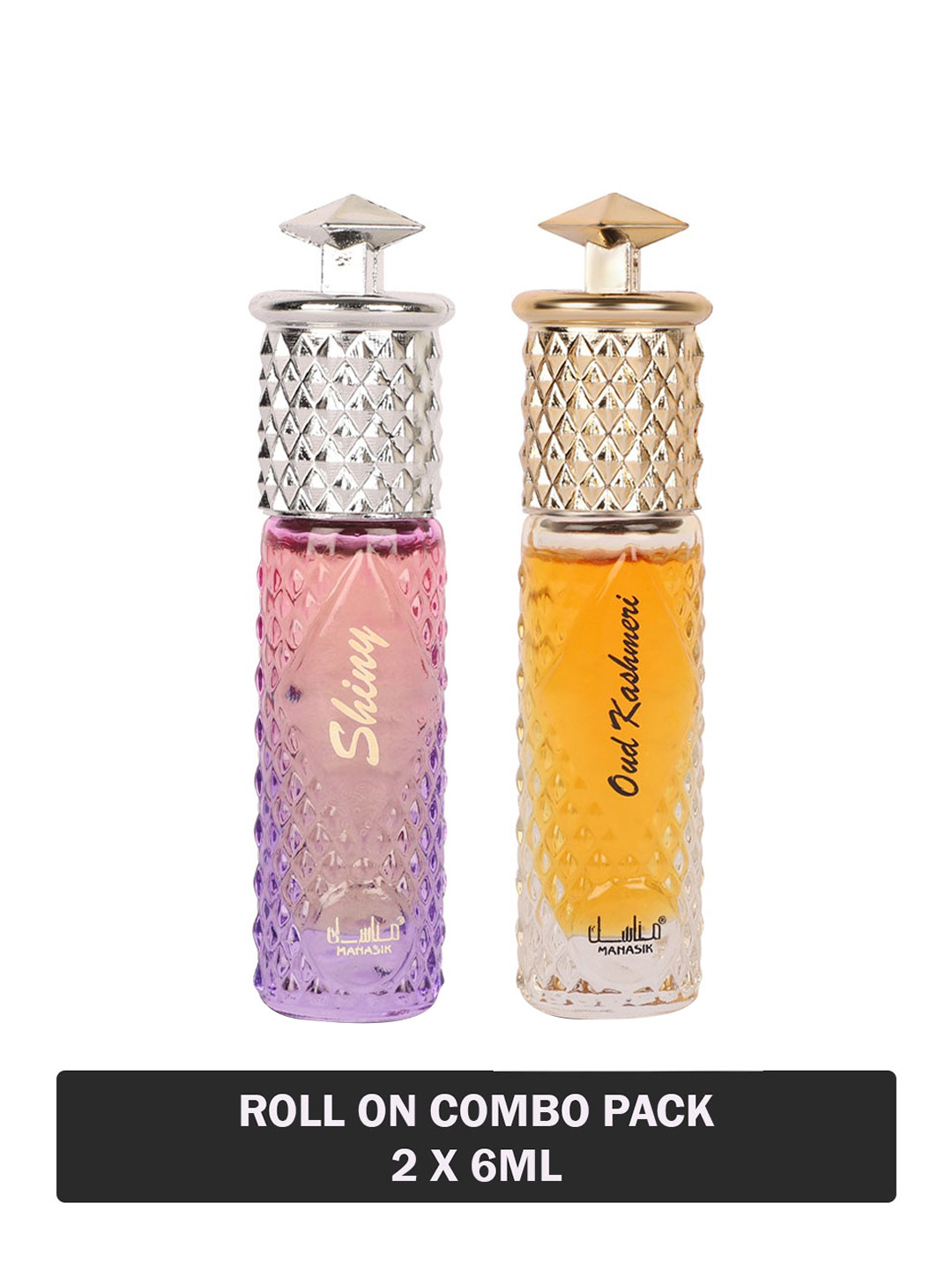 

MANASIK Set of Shiny & Oud Kashmeri Roll-On Attar - 6 ml Each, Yellow