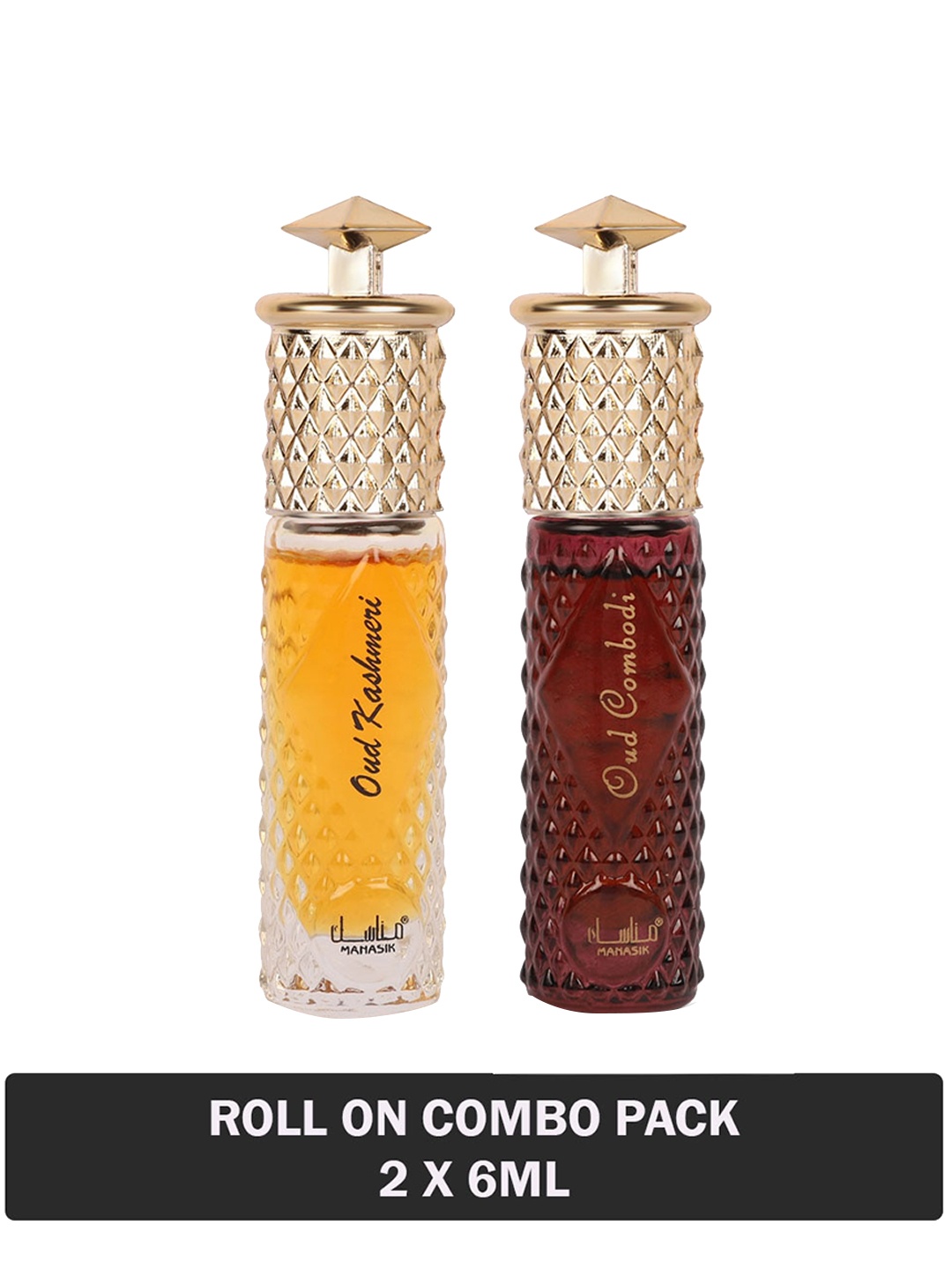 

MANASIK Men Set of Oud Kashmeri & Oud Combodi Roll-On Attar - 6 ml Each, Yellow