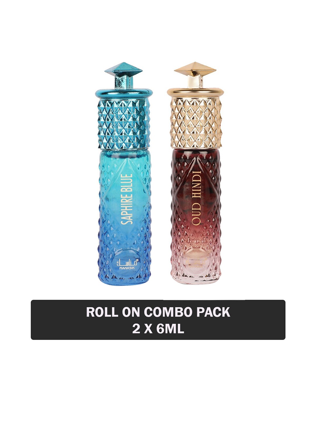 

MANASIK Men Set Of 2 Long Lasting Attars - 6 ml Each - Saphire Blue & Oud Hindi