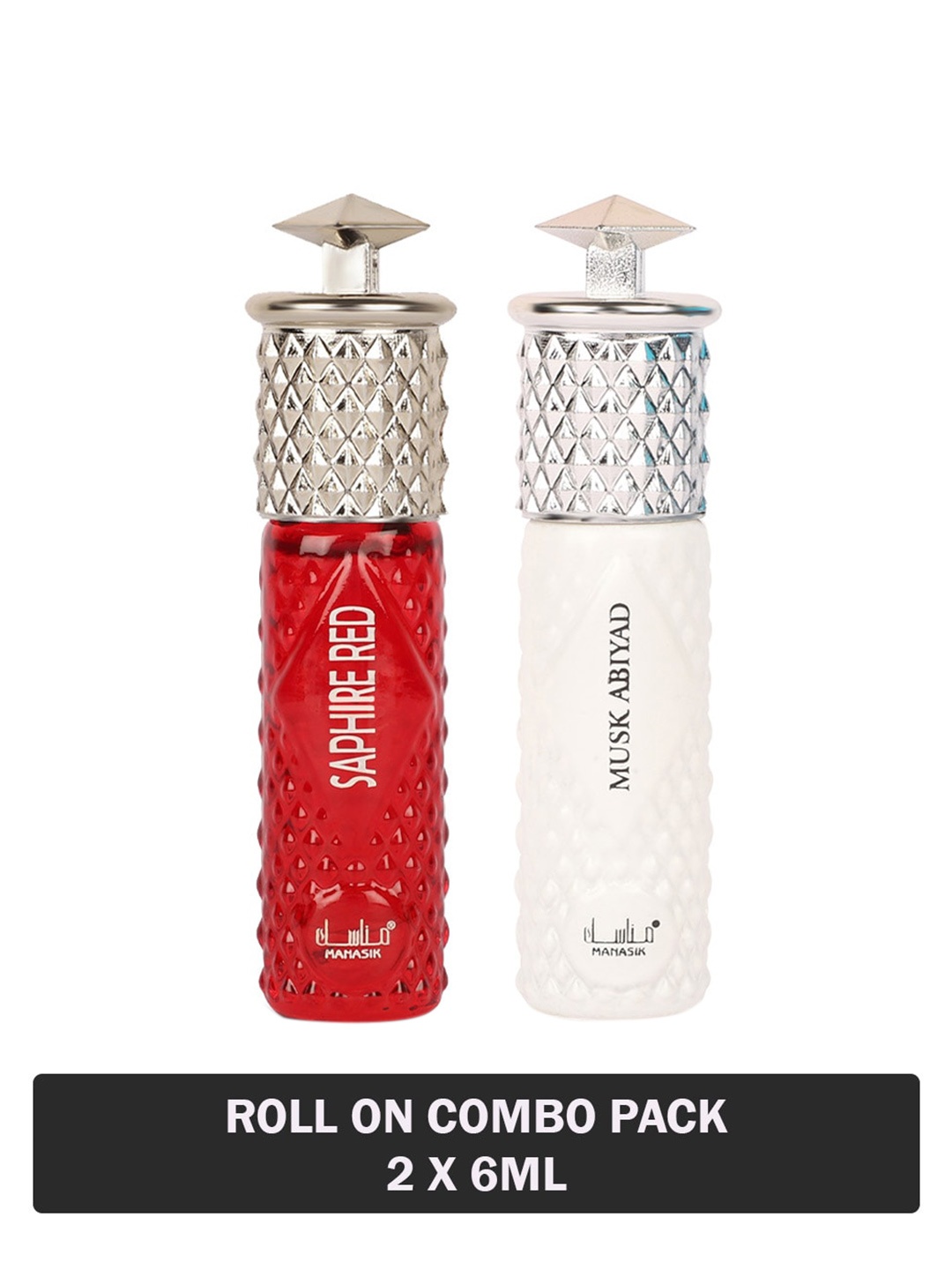 

MANASIK Set Of 2 Long Lasting Attars 6 ml Each - Saphire Red & Musk Abiyad