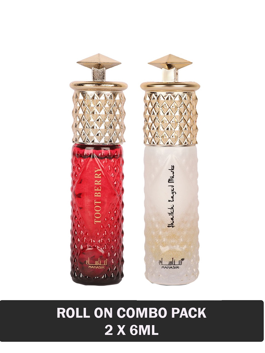 

MANASIK Set Of 2 Long Lasting Attars - 6 ml Each - Toot Berry & Shaikh Zayed Musk, Red