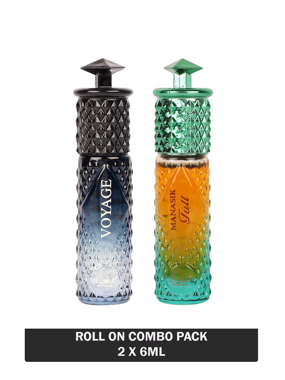

MANASIK Set Of 2 Long-Lasting Roll-On Attars 6ml Each- Voyage & Full, Black