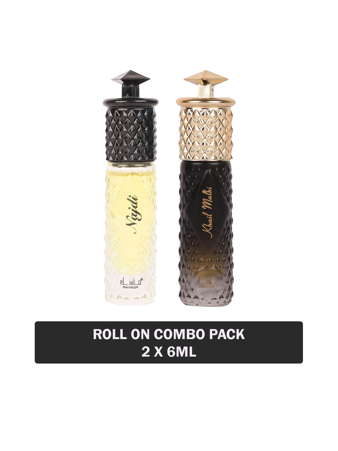 

MANASIK Set Of 2 Long Lasting Attars - 6 ml Each - Najdi & Khail Malki, Yellow