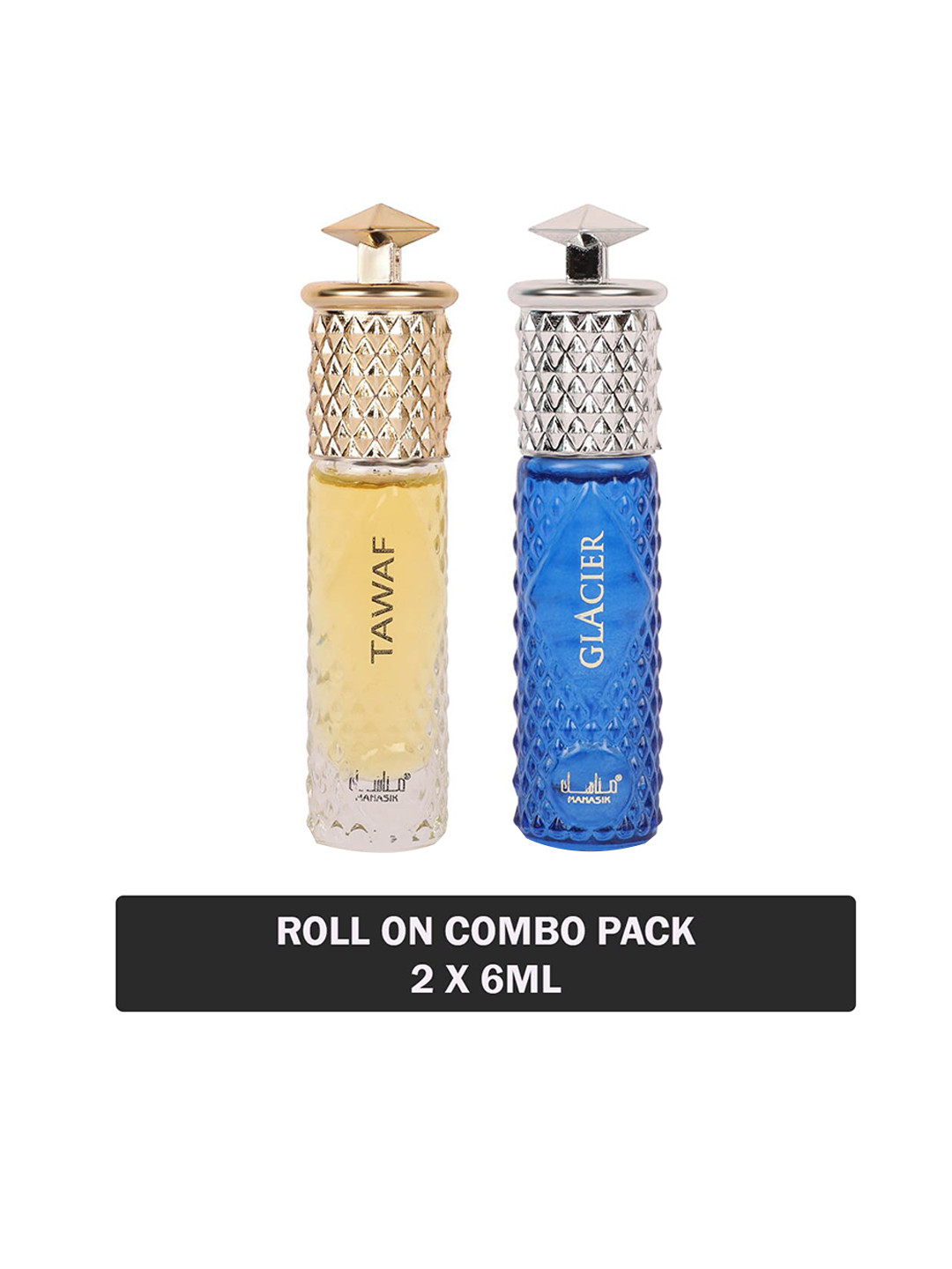 

MANASIK Set Of 2 Long-Lasting Roll-On Attars 6ml Each- Tawaf & Glacier, Blue