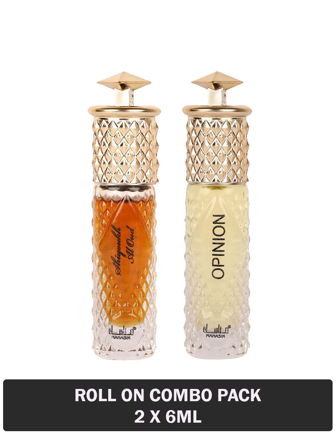 

MANASIK Set of 2 Long Lasting Attars 6 ml each - Shiyoukh Al Oud & Opinion, Orange