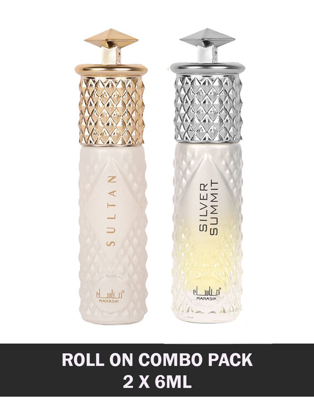 

MANASIK Set Of 2 Long Lasting Attars - 6 ml Each - Sultan & Silver Summit, White