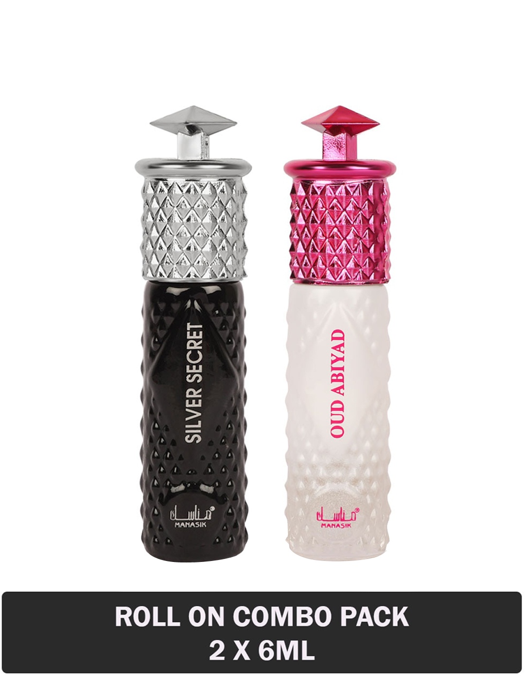 

MANASIK Set of 2 Long Lasting Attars 6 ml each - Silver Secret & Oud Abiyad, White