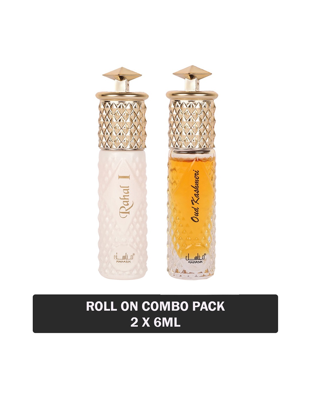 

MANASIK Set of 2 Long Lasting Roll-On Attar 6 ml each - Rahal I & Oud Kashmeri, White