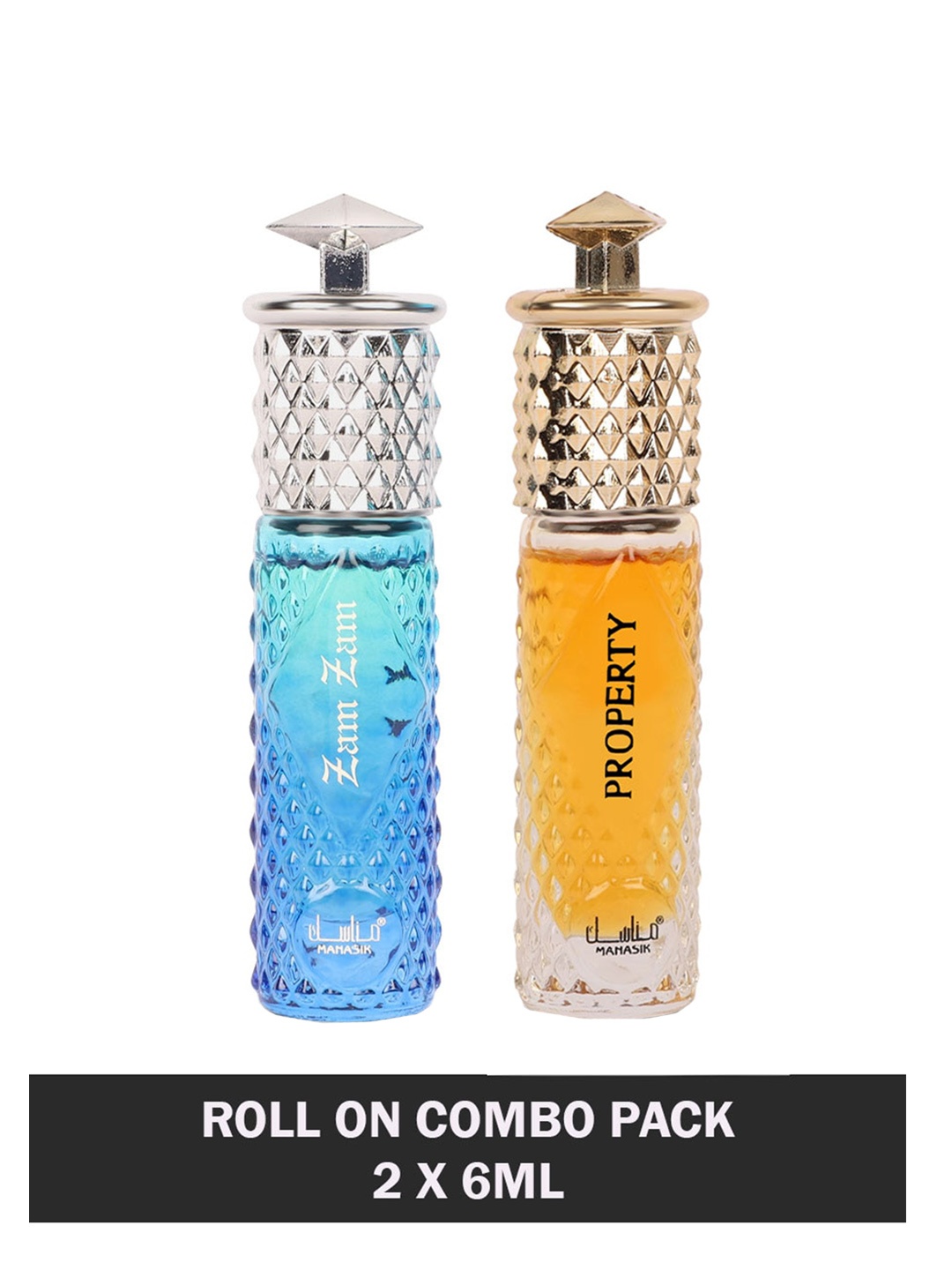 

MANASIK Set Of 2 Long Lasting Attars - 6 ml Each - Zam Zam & Property, Multi