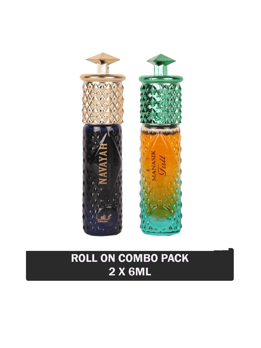 

MANASIK Set Of 2 Long Lasting Attars 6 ml Each - Navayah & Full, Black
