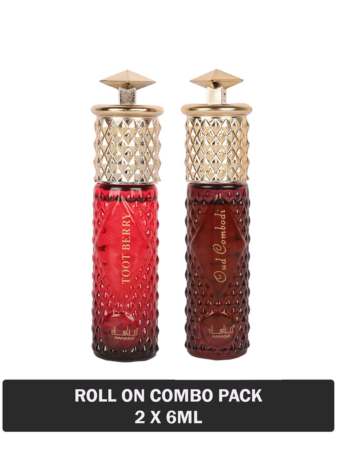 

MANASIK Set of 2 Long Lasting Attars 6 ml each - Toot Berry & Oud Combodi, Red