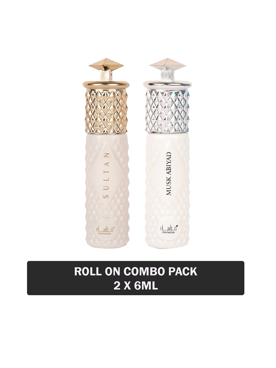 

MANASIK Set Of 2 Long-Lasting Roll-On Attars 6ml Each- Sultan & Musk Abiyad, White