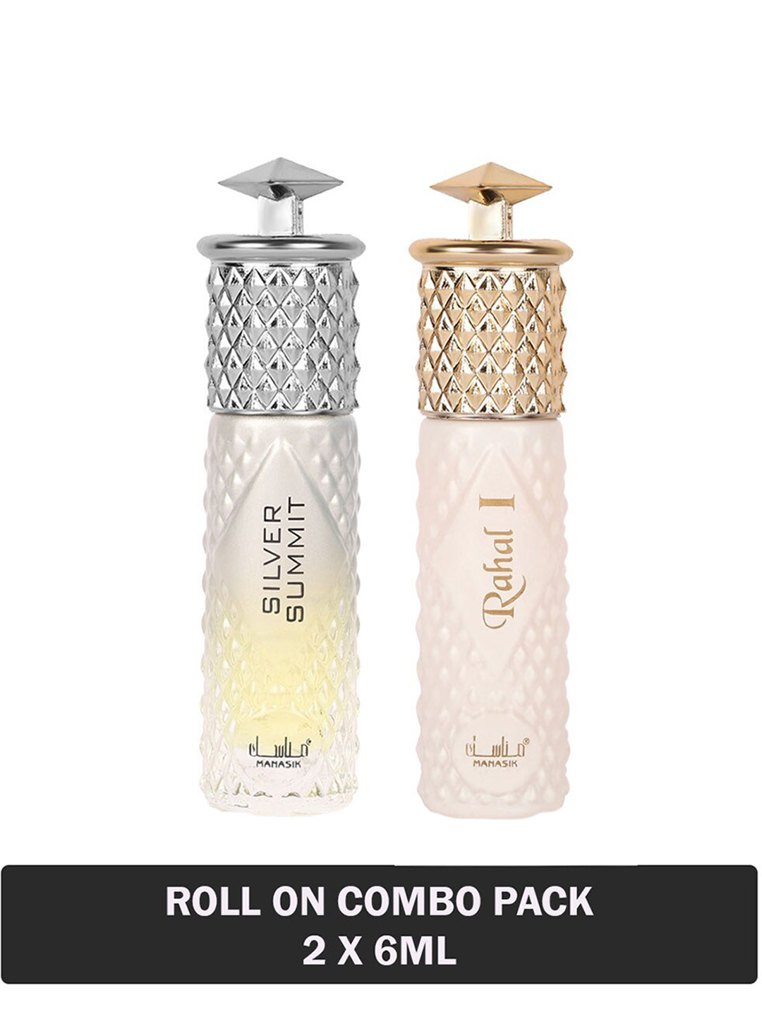 

MANASIK Set Of 2 Long-Lasting Roll-On Attars 6ml Each- Silver Summit & Rahal I, Multi