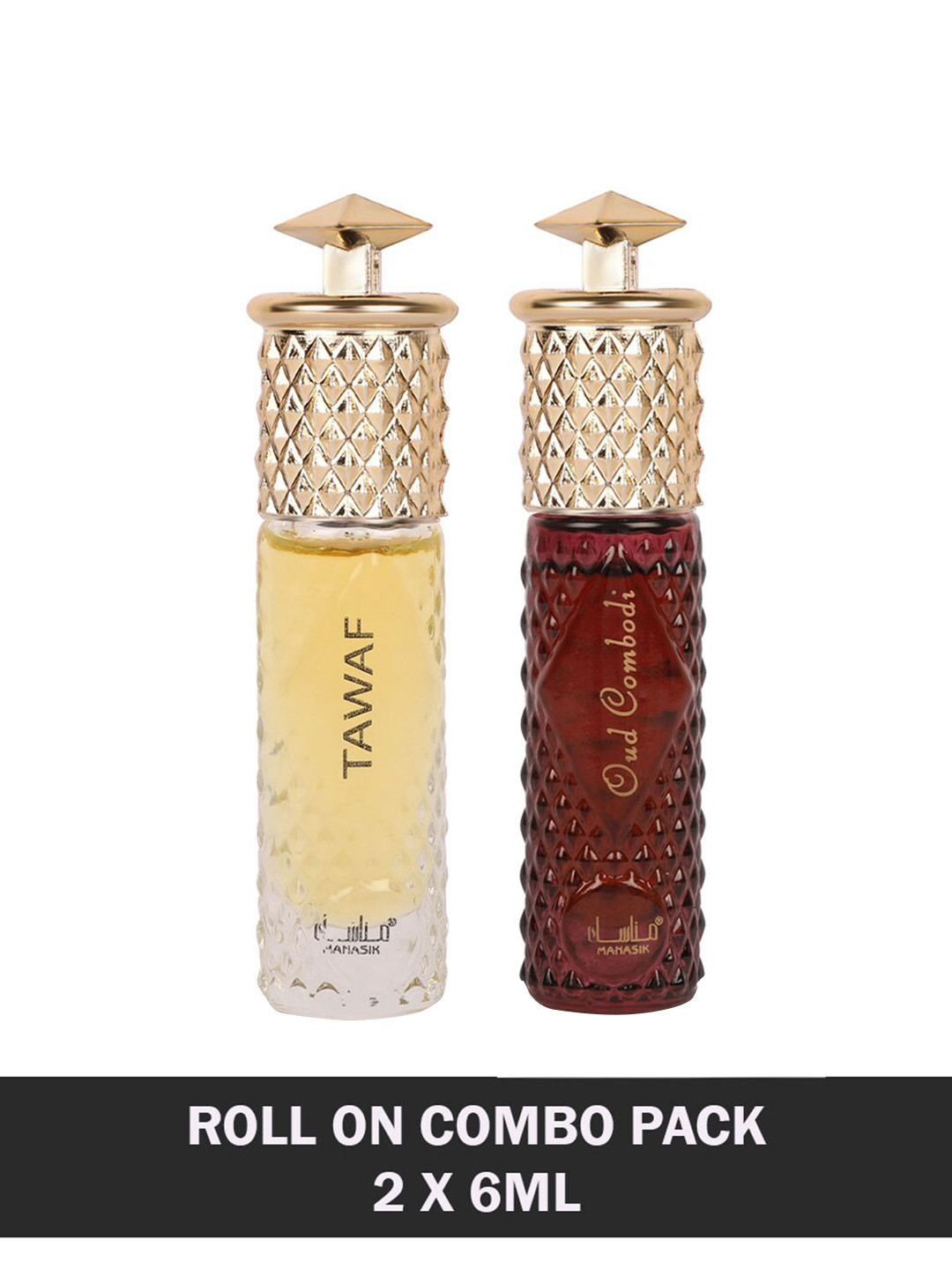 

MANASIK Set of 2 Long Lasting Attars 6 ml each - Tawaf & Oud Combodi, Yellow