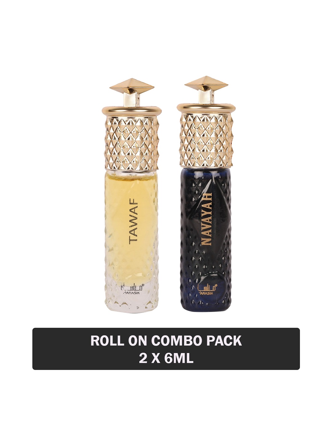 

MANASIK Set of 2 Long Lasting Attars 6 ml each - Tawaf & Navayah, Yellow