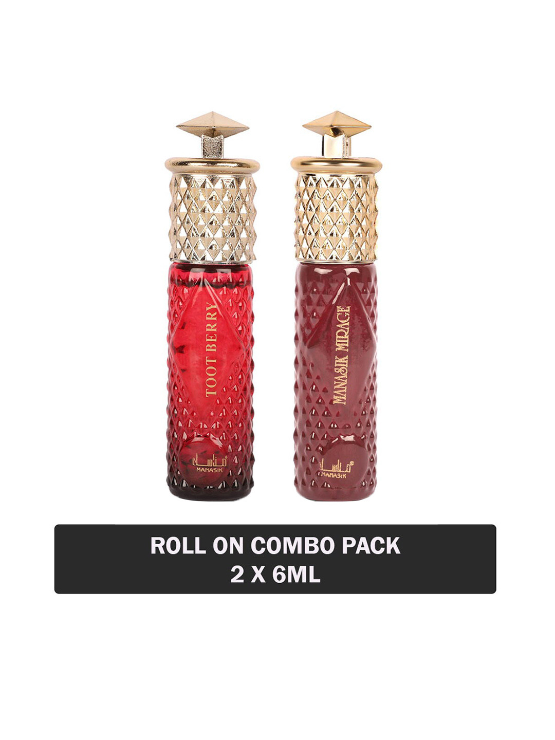 

MANASIK Set Of 2 Long-Lasting Roll-On Attars 6ml Each- Toot Berry & Mirage, Multi