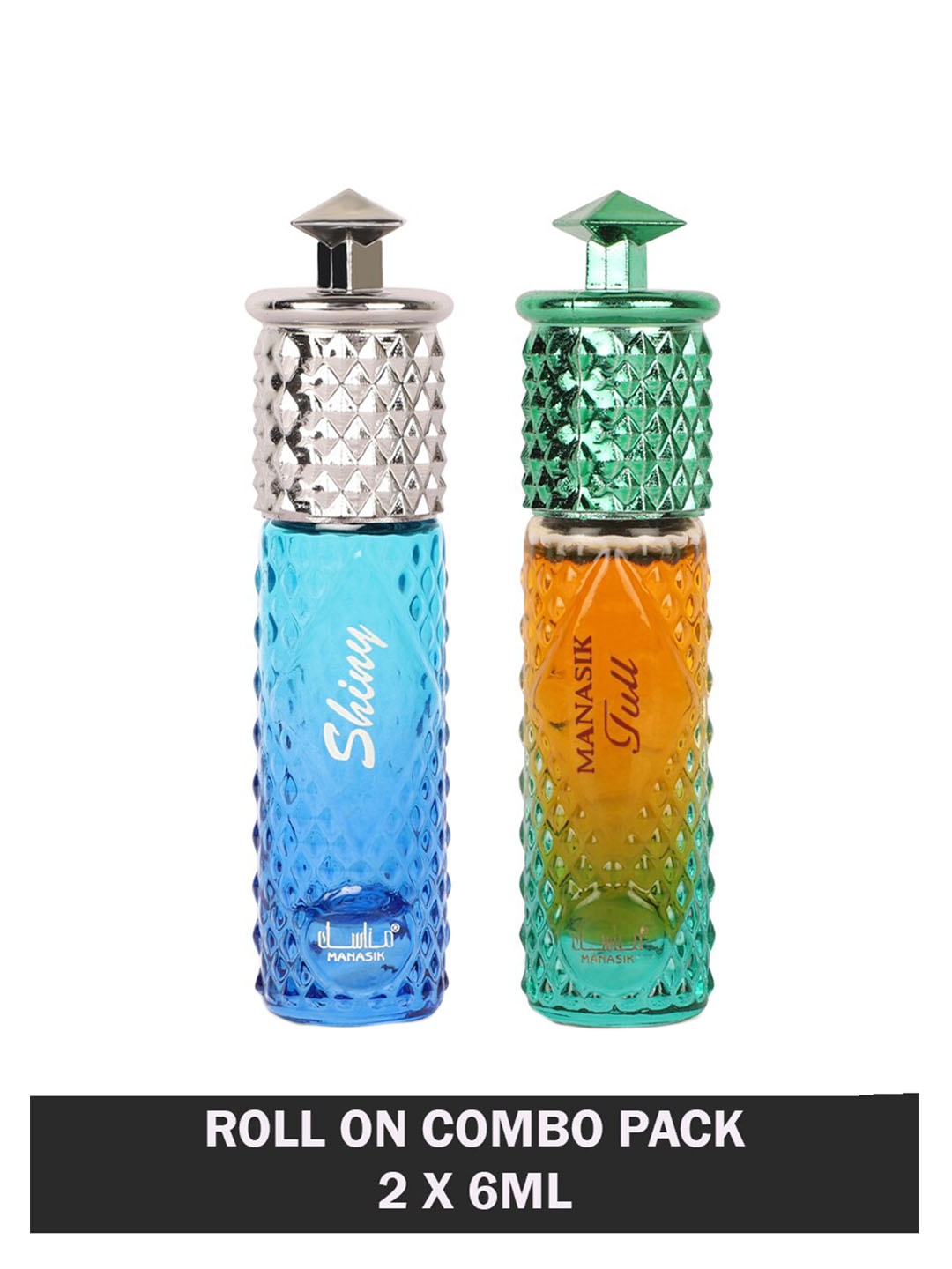 

MANASIK Set Of 2 Long Lasting Attars - 6 ml Each - Full & Shiny Blue, Multi