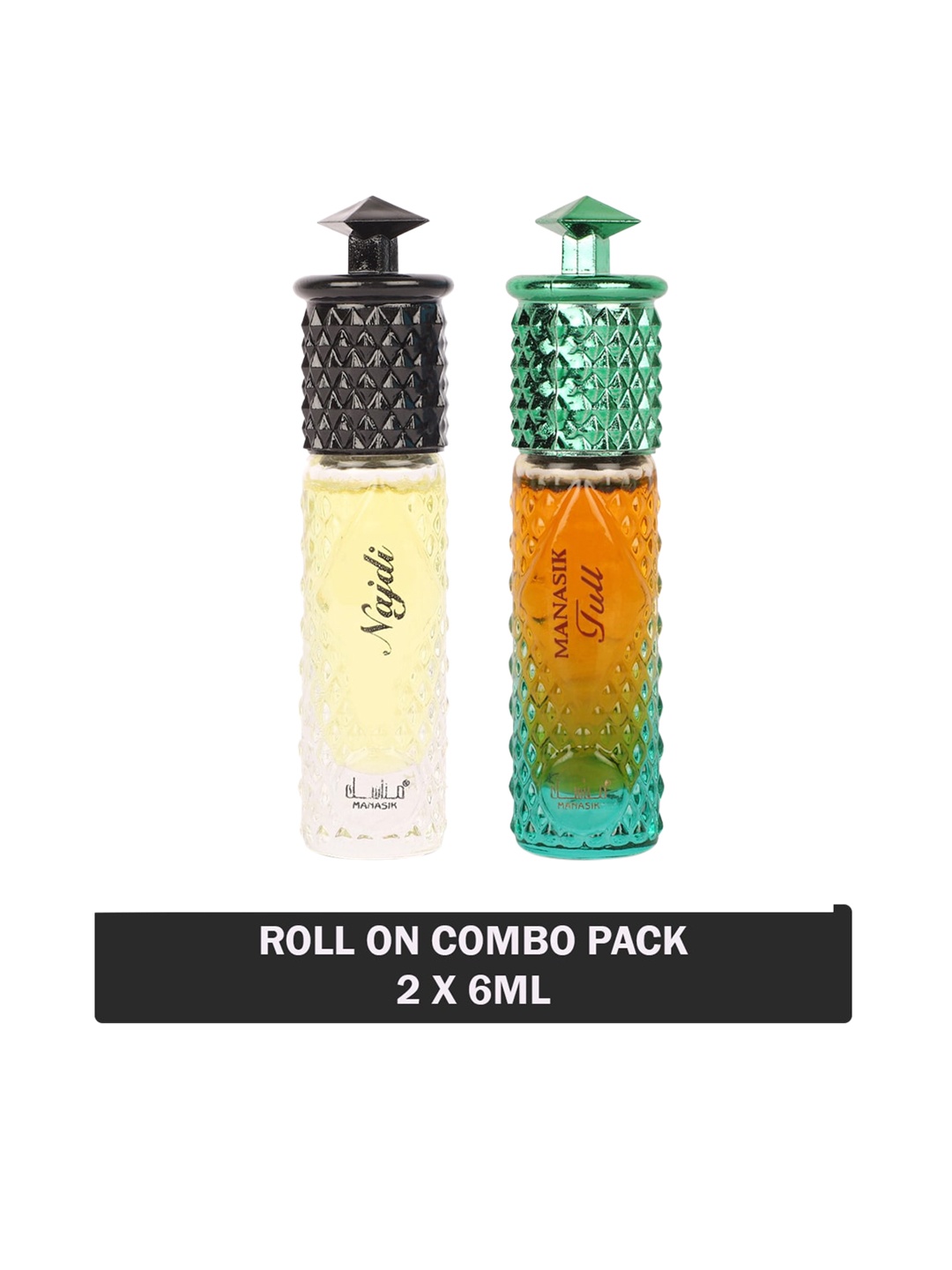 

MANASIK Set Of 2 Long Lasting Attars - 6 ml Each - Najdi & Full, Multi