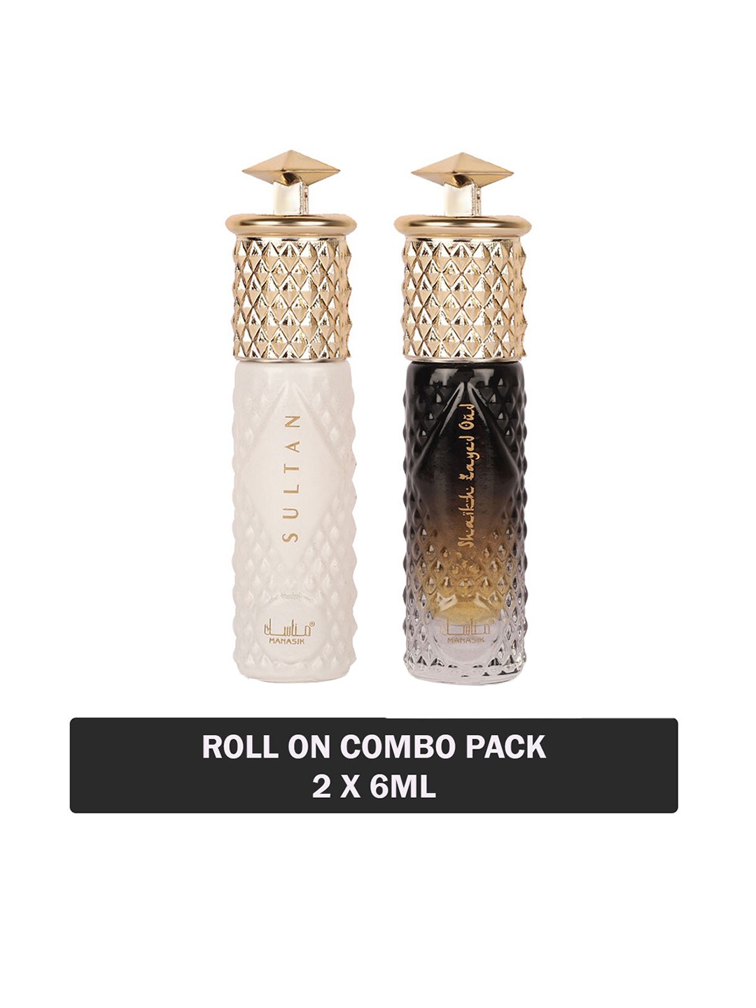 

MANASIK Set Of 2 Long Lasting Attars - 6 ml Each - Sultan & Shaikh Zayed Oud, White