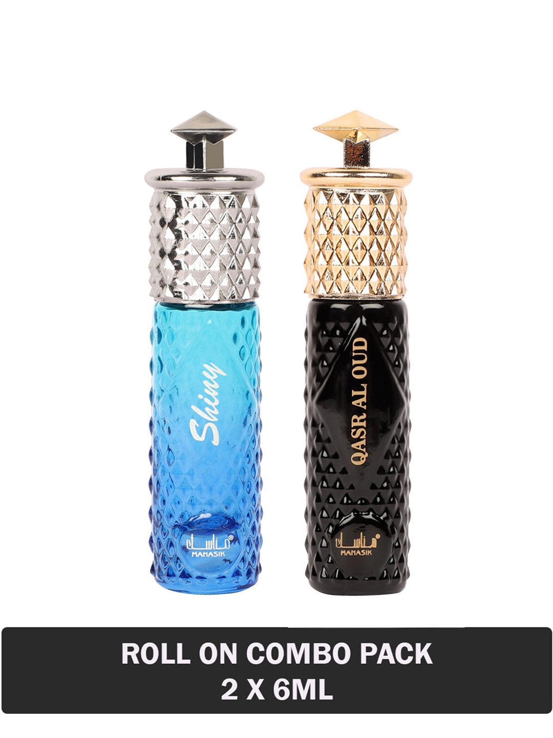 

MANASIK Set Of 2 Long-Lasting Roll-On Attars 6ml Each- Shiny Blue & Qasr Al Oud