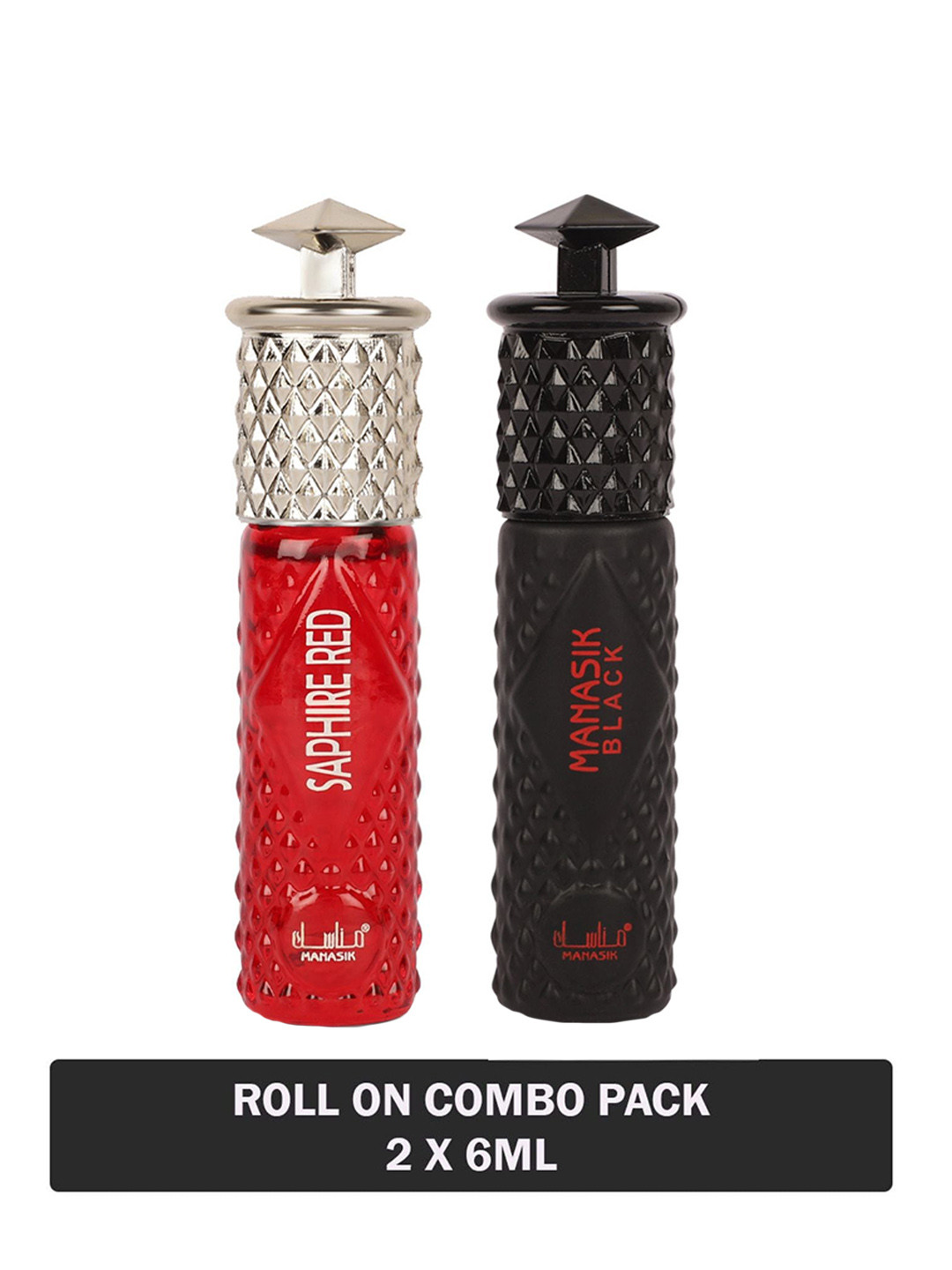 

MANASIK Set Of 2 Long Lasting Attars - 6 ml Each - Saphire Red & Black