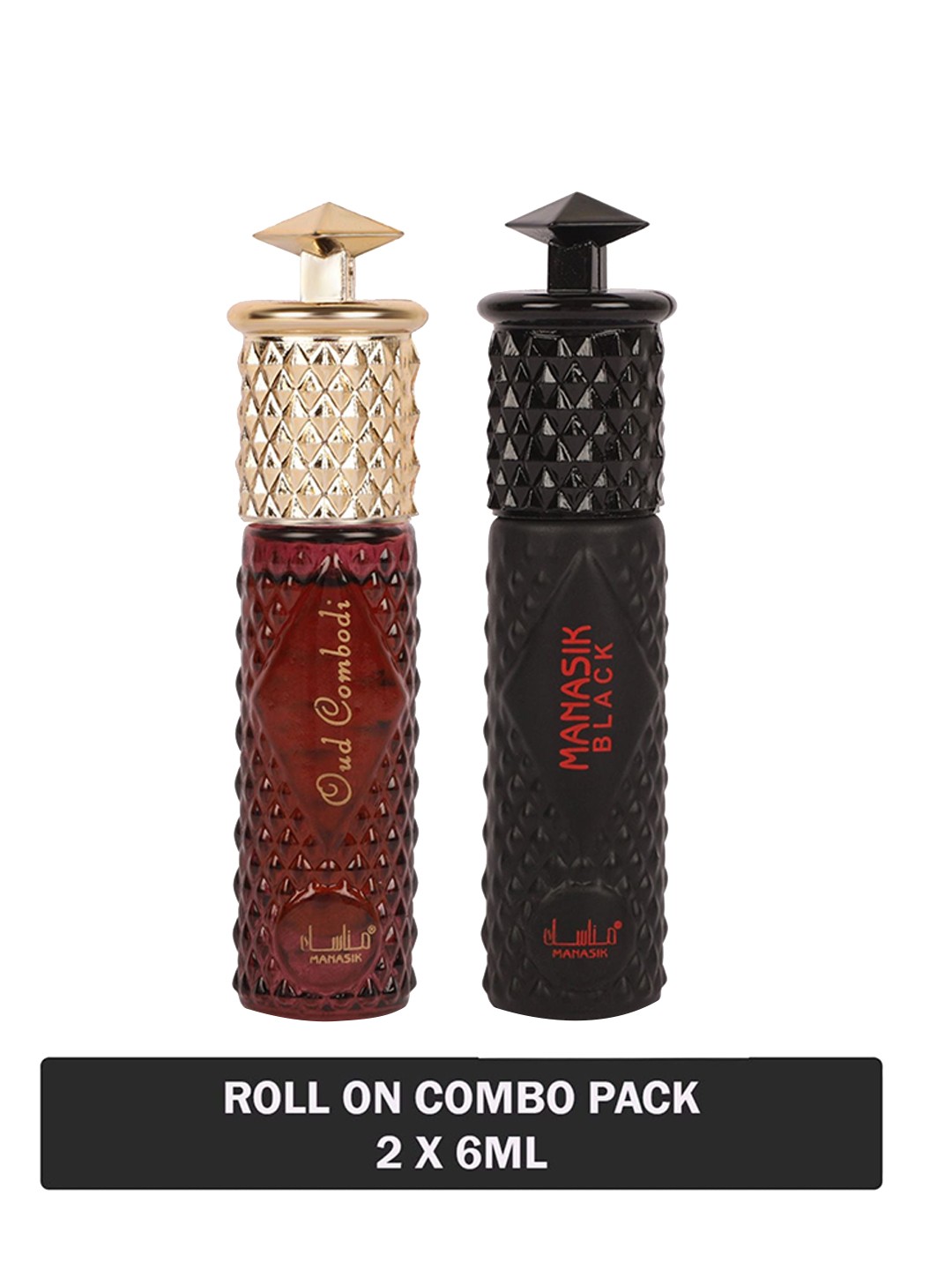 

MANASIK Set Of 2 Long Lasting Attars - 6 ml Each - Oud Combodi & Black