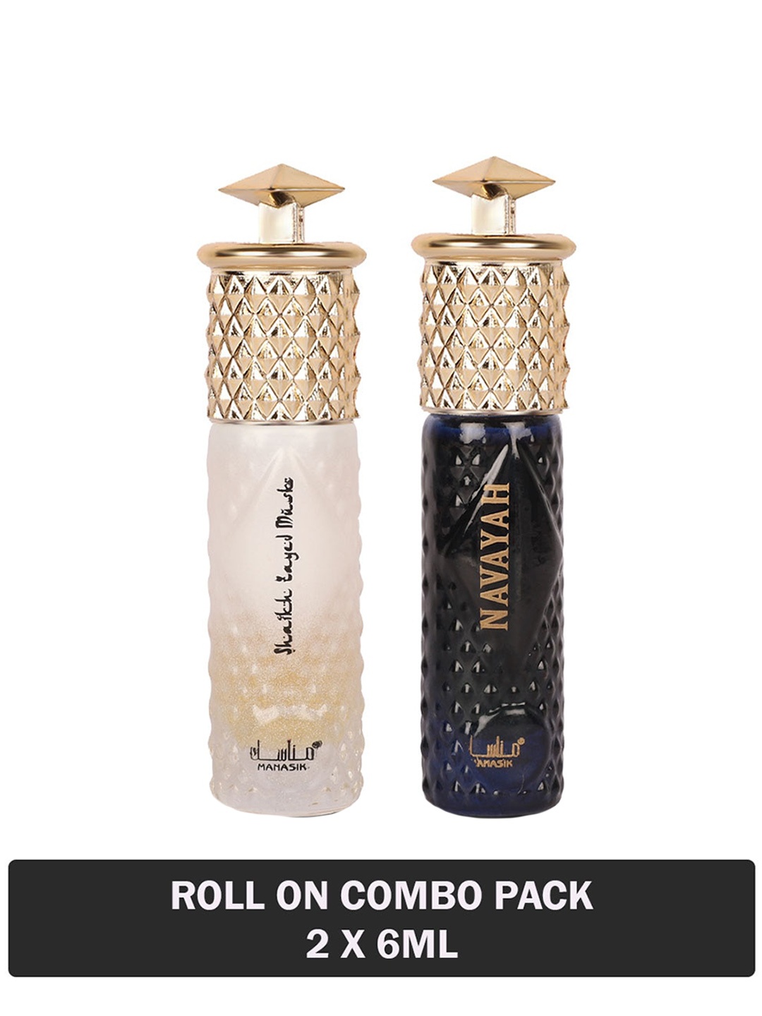 

MANASIK Set of 2 Long Lasting Roll-On Attar 6 ml each - Shaikh Zayed Musk & Navayah, White