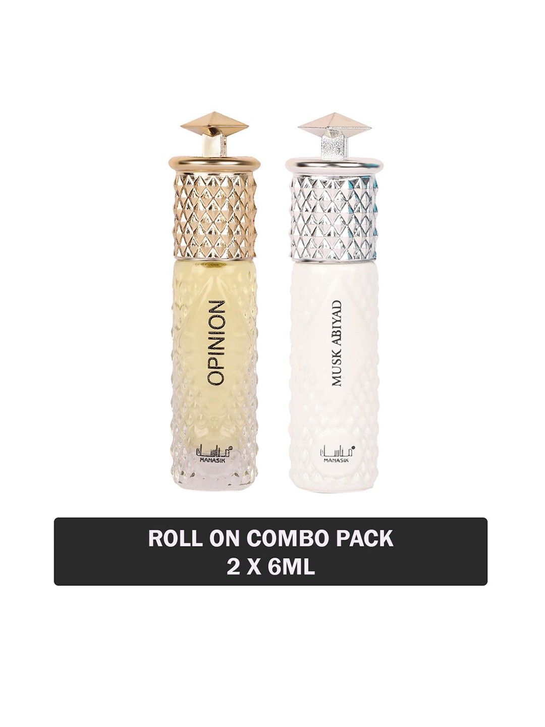 

MANASIK Set Of 2 Long Lasting Attars - 6 ml Each - Opinion & Musk Abiyad, White