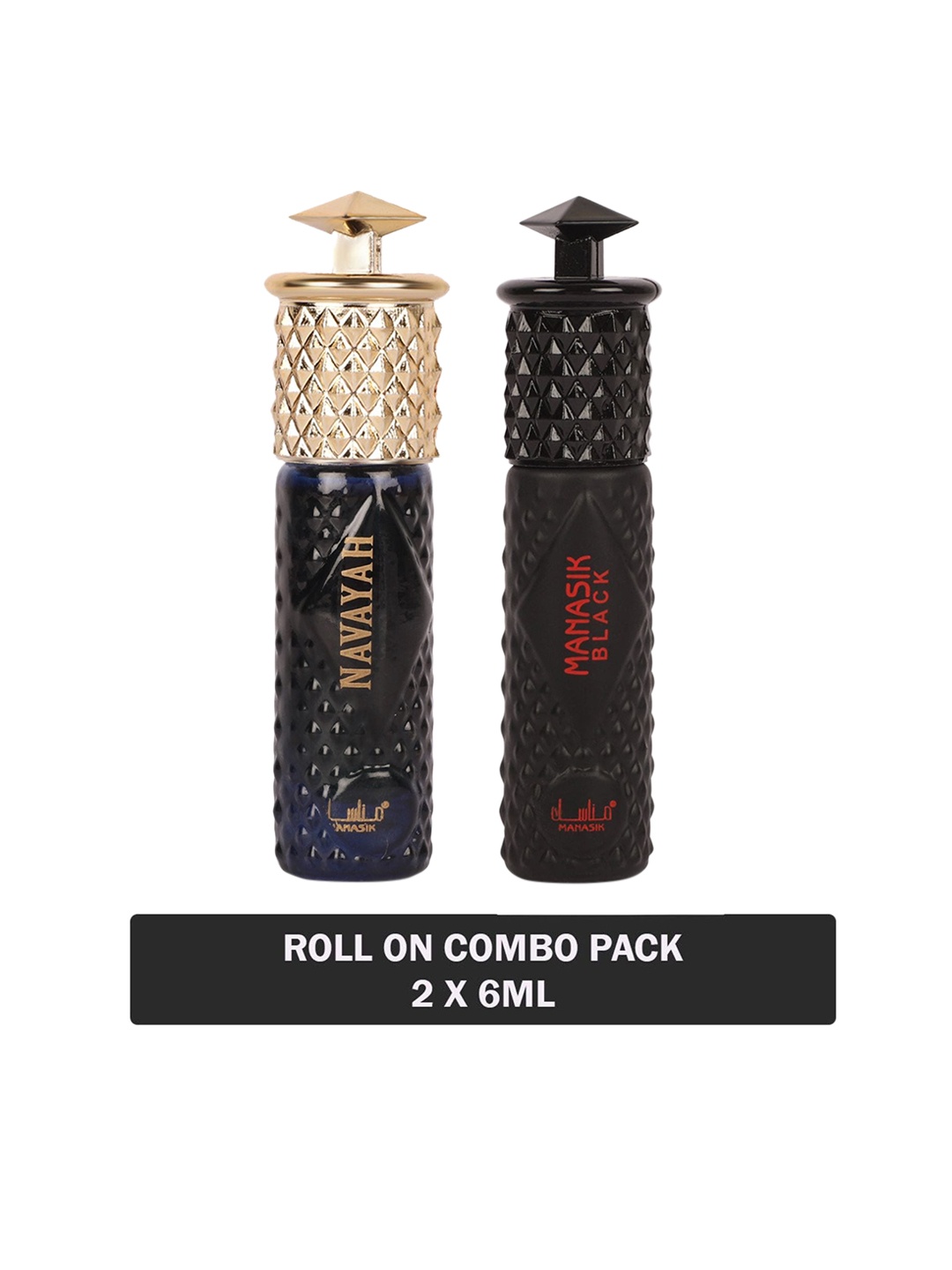 

MANASIK Set Of 2 Long Lasting Roll-On Attars - Navayah & Black - 6ml Each