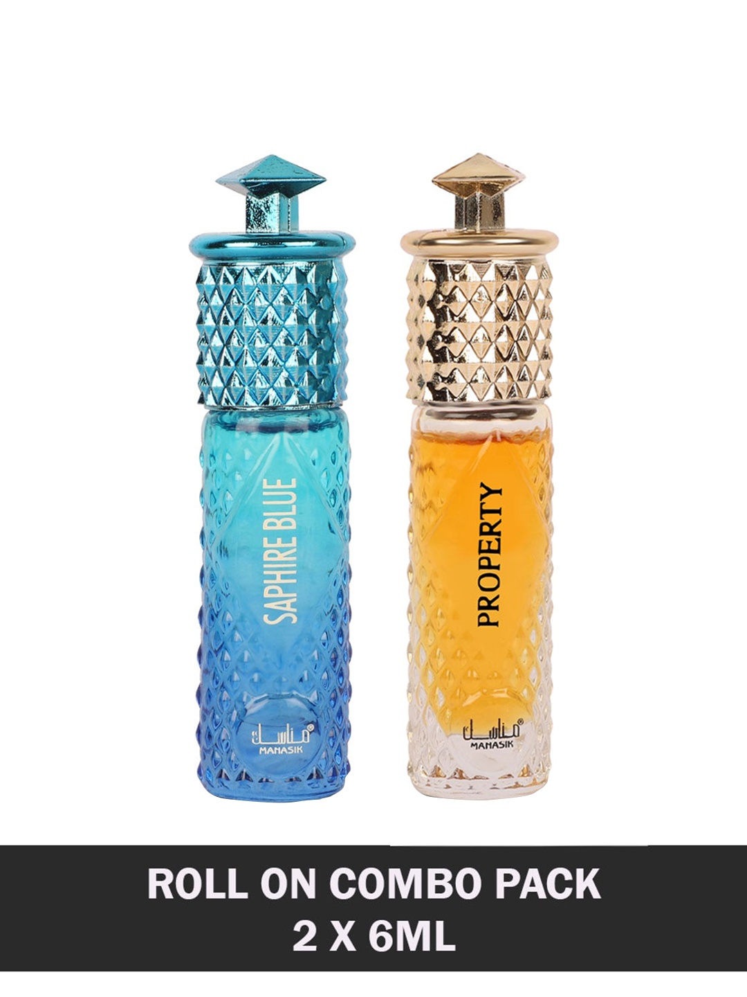 

MANASIK Set Of 2 Long Lasting Attars - 6 ml Each - Saphire Blue & Property