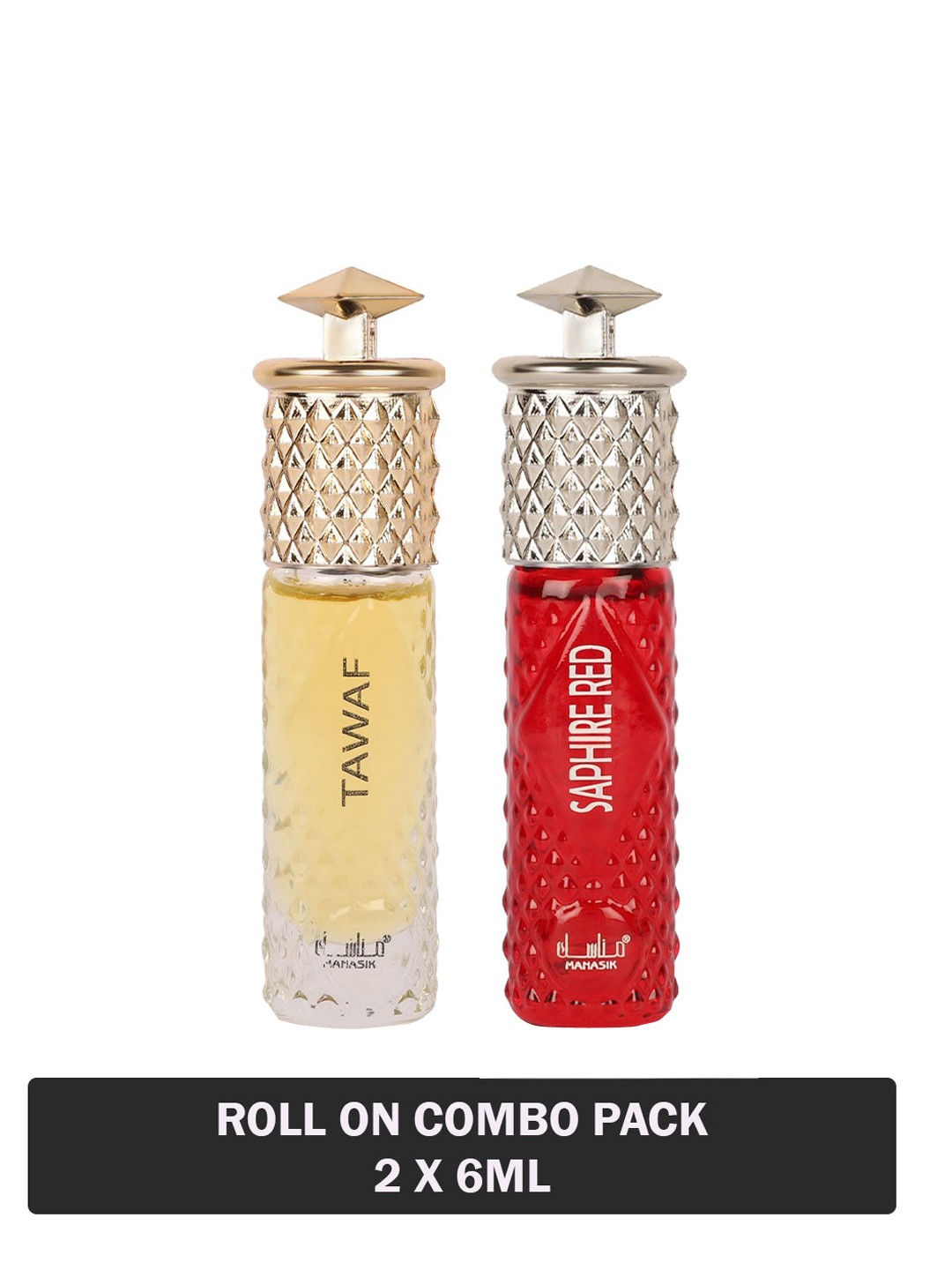 

MANASIK Set Of 2 Long Lasting Attars - 6 ml Each - Tawaf & Saphire Red