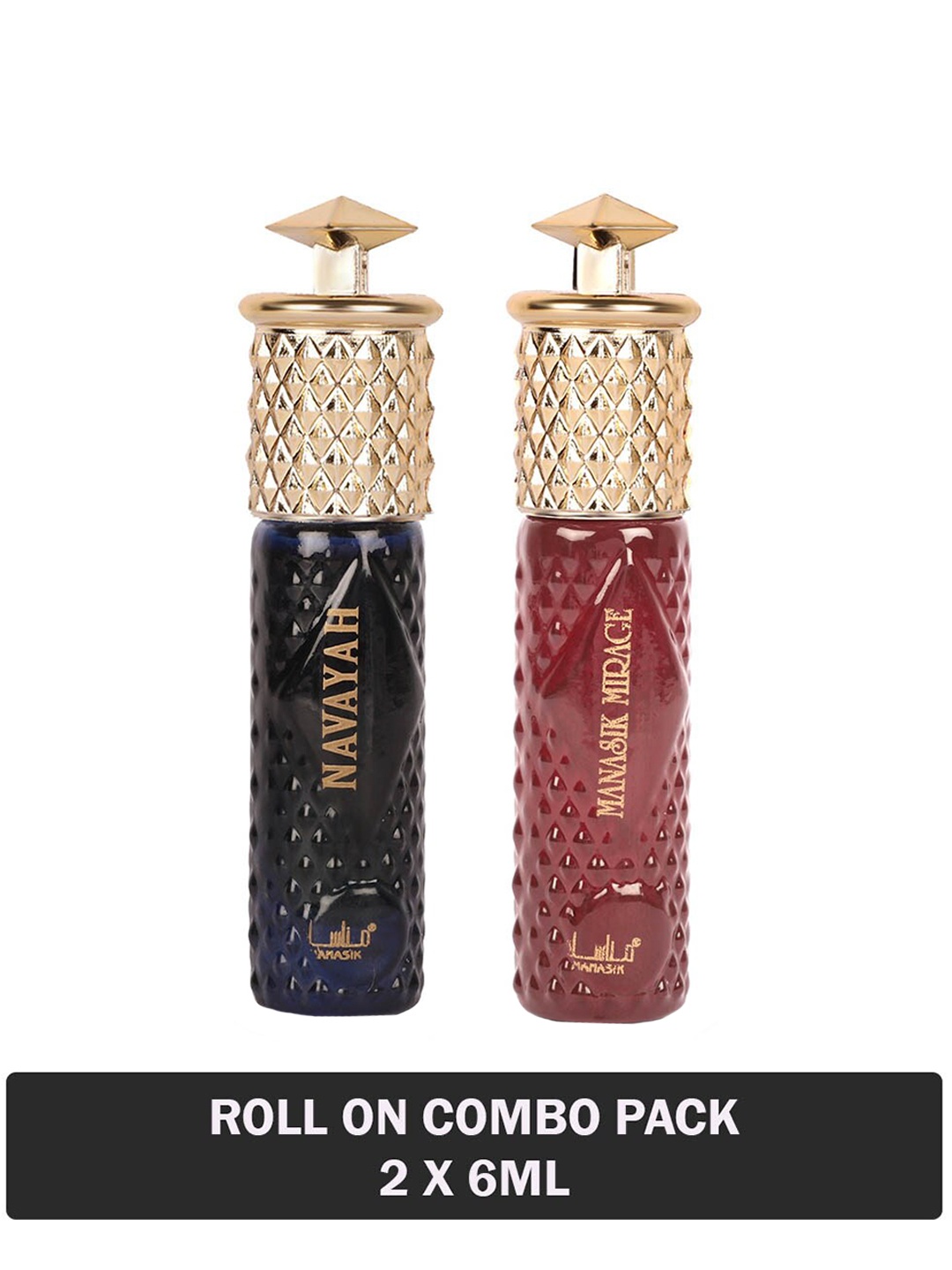 

MANASIK Set Of 2 Long Lasting Attars - 6 ml Each - Navayah & Mirage, Red