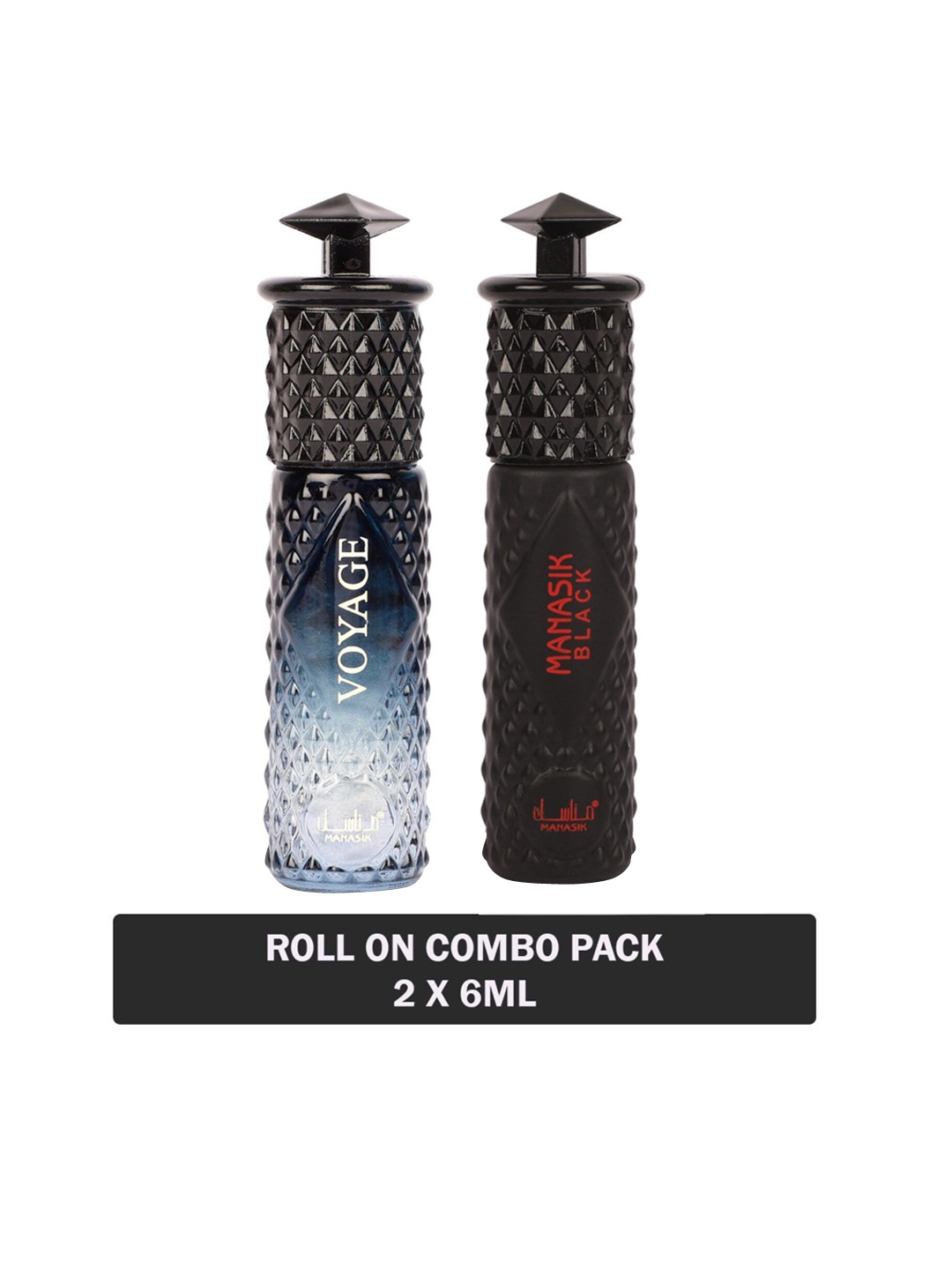 

MANASIK Set Of 2 Long Lasting Attars - 6 ml Each - Voyage & Black