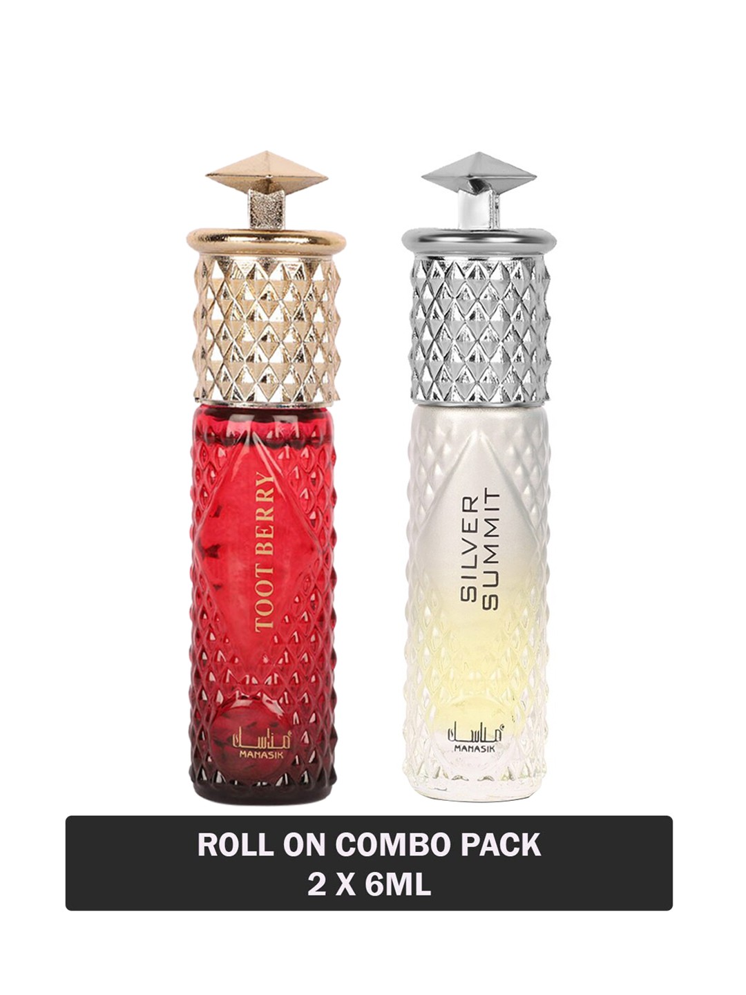 

MANASIK Set Of 2 Long Lasting Attars - 6 ml Each- Toot Berry Silver Summit, Red