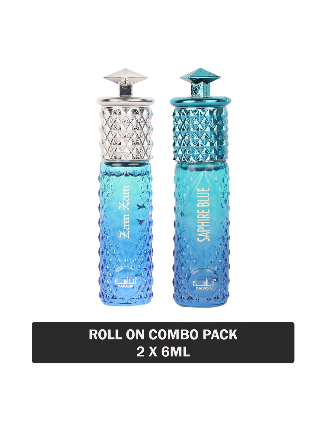 

MANASIK Set of 2 Long Lasting Roll-On Attar 6 ml each - Zam Zam & Saphire Blue