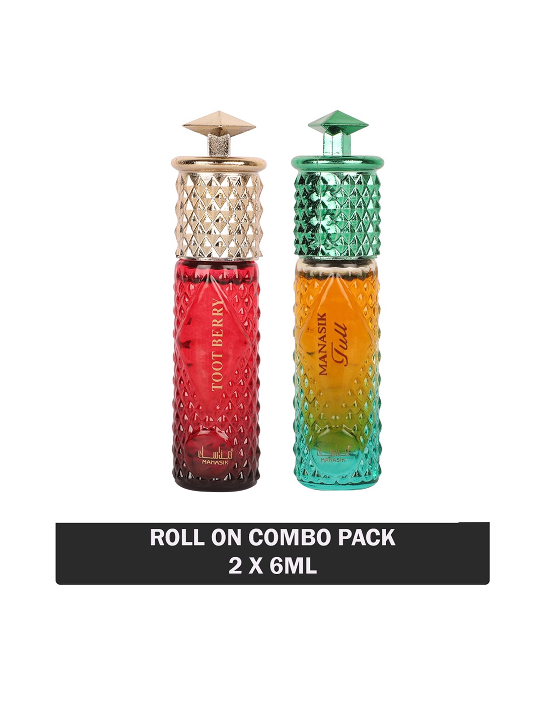 

MANASIK Set Of 2 Long Lasting Attars - 6 ml Each - Toot Berry & Full, Red