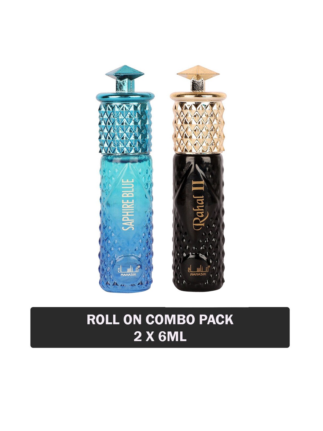 

MANASIK Men Set Of 2 Long Lasting Attars - 6 ml Each - Saphire Blue & Rahal II