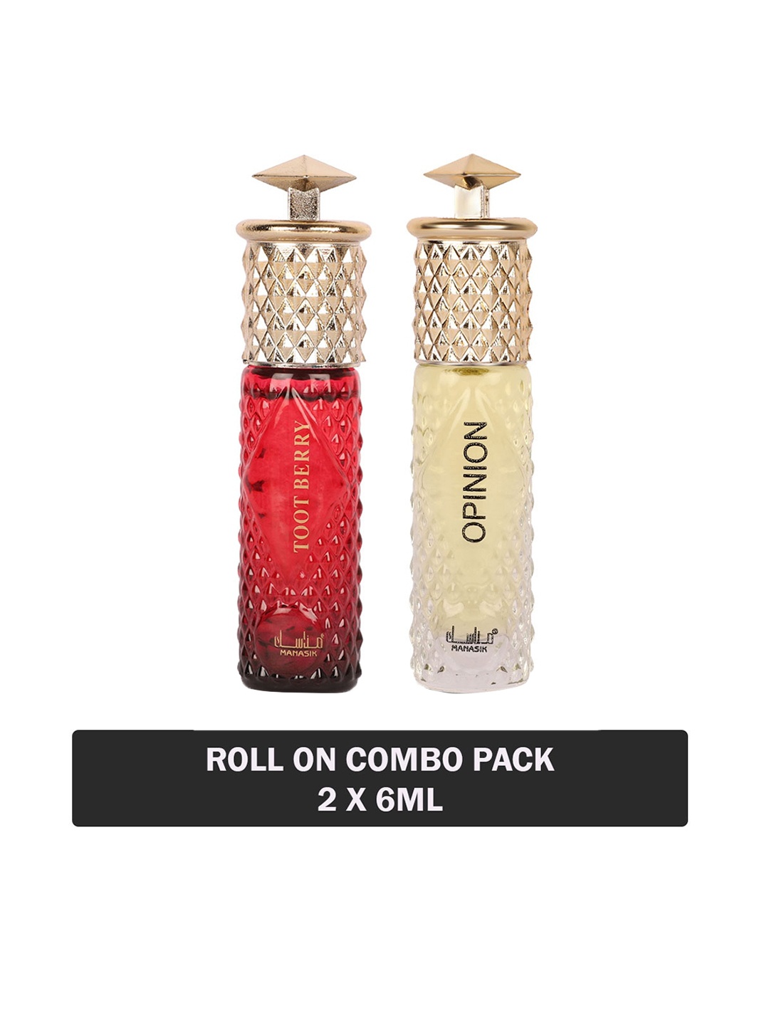 

MANASIK Set Of 2 Long Lasting Roll-On Attars - Toot Berry & Opinion - 6ml Each, Red