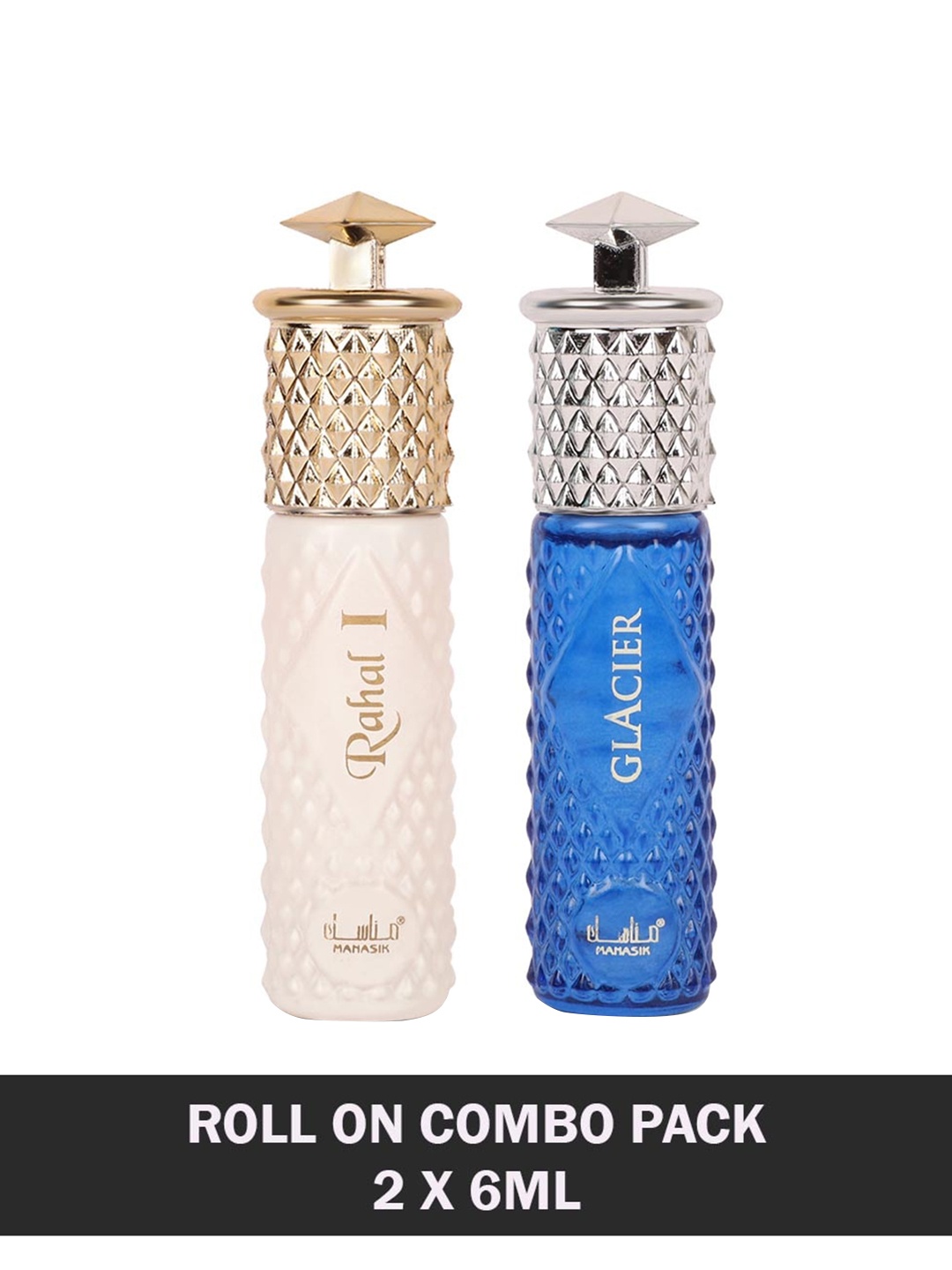 

MANASIK Set Of 2 Long Lasting Attars - 6 ml Each - Rahal I & Glacier, Blue