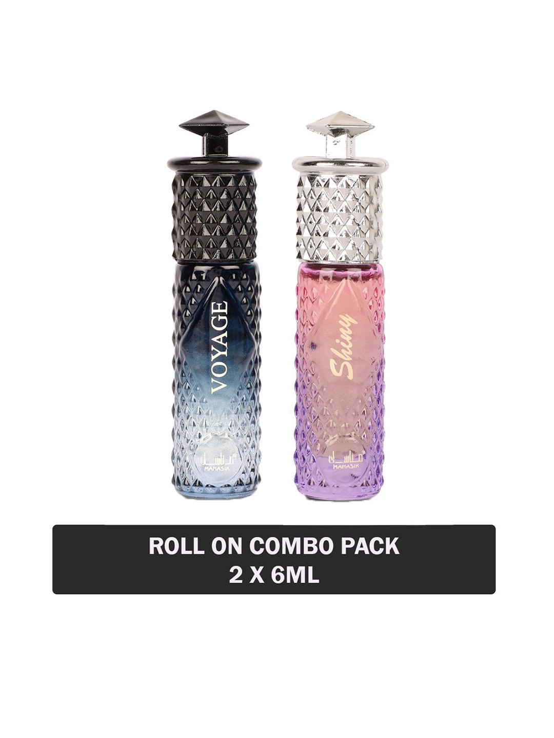 

MANASIK Set Of 2 Long Lasting Roll-On Attars - Voyage & Shiny Pink - 6ml Each, Grey