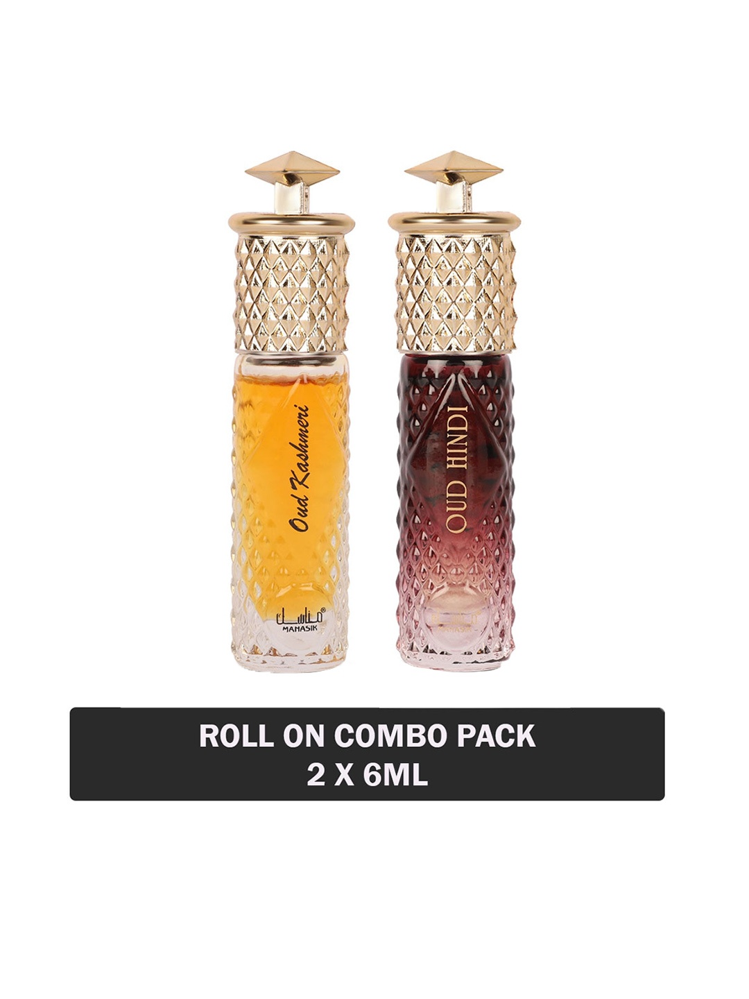 

MANASIK Men Set of 2 Long Lasting Roll-On Attar 6 ml each - Oud Kashmeri & Oud Hindi, Orange