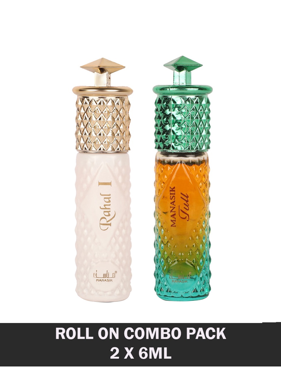 

MANASIK Set of 2 Long Lasting Roll-On Attar 6 ml each - Rahal I & Full, White
