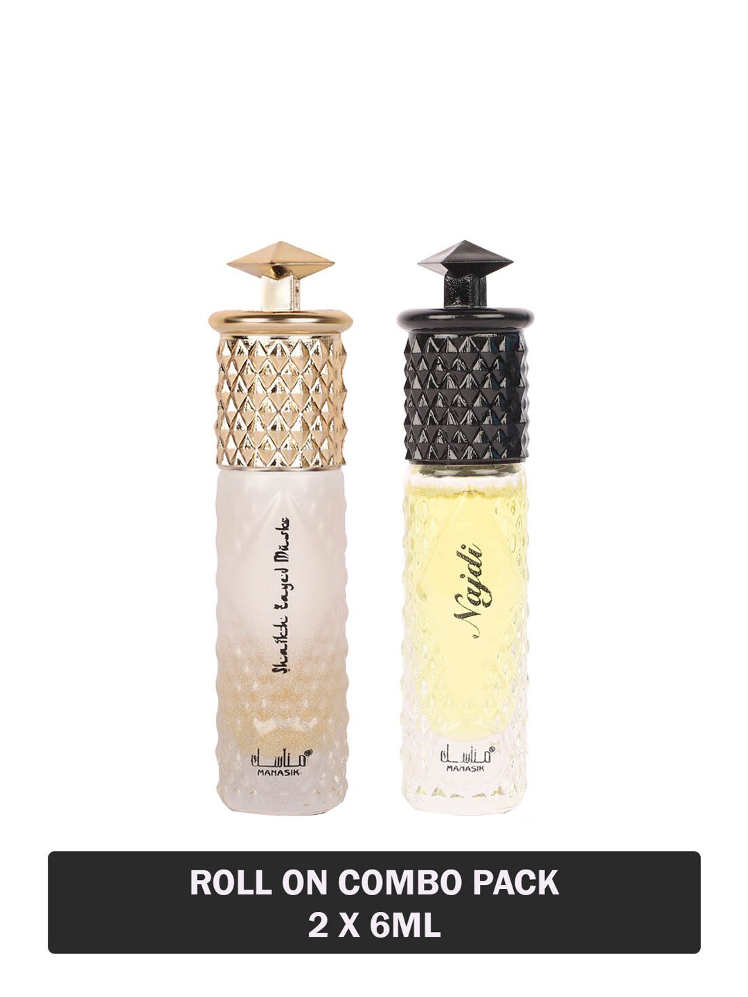 

MANASIK Set of 2 Long Lasting Roll-On Attar 6 ml each - Shaikh Zayed Musk & Najdi, White