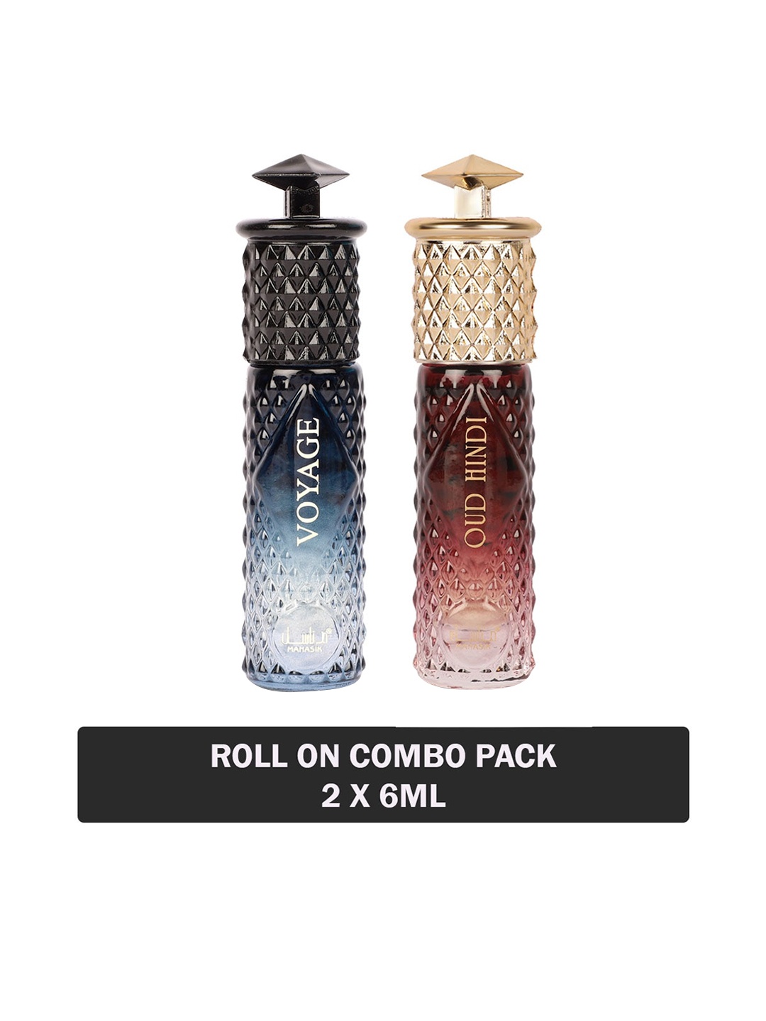 

MANASIK Men Set Of 2 Long Lasting Attars - 6 ml Each - Voyage & Oud Hindi, Red