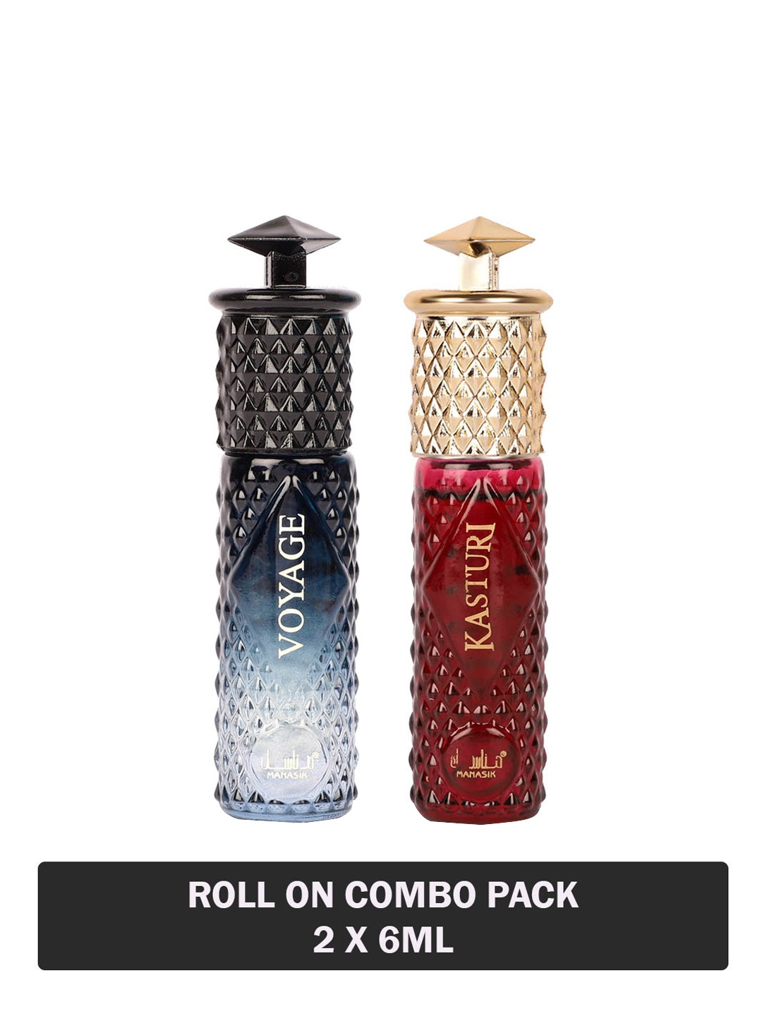 

MANASIK Men Set Of 2 Long Lasting Attars - 6 ml Each - Voyage & Kasturi, Red